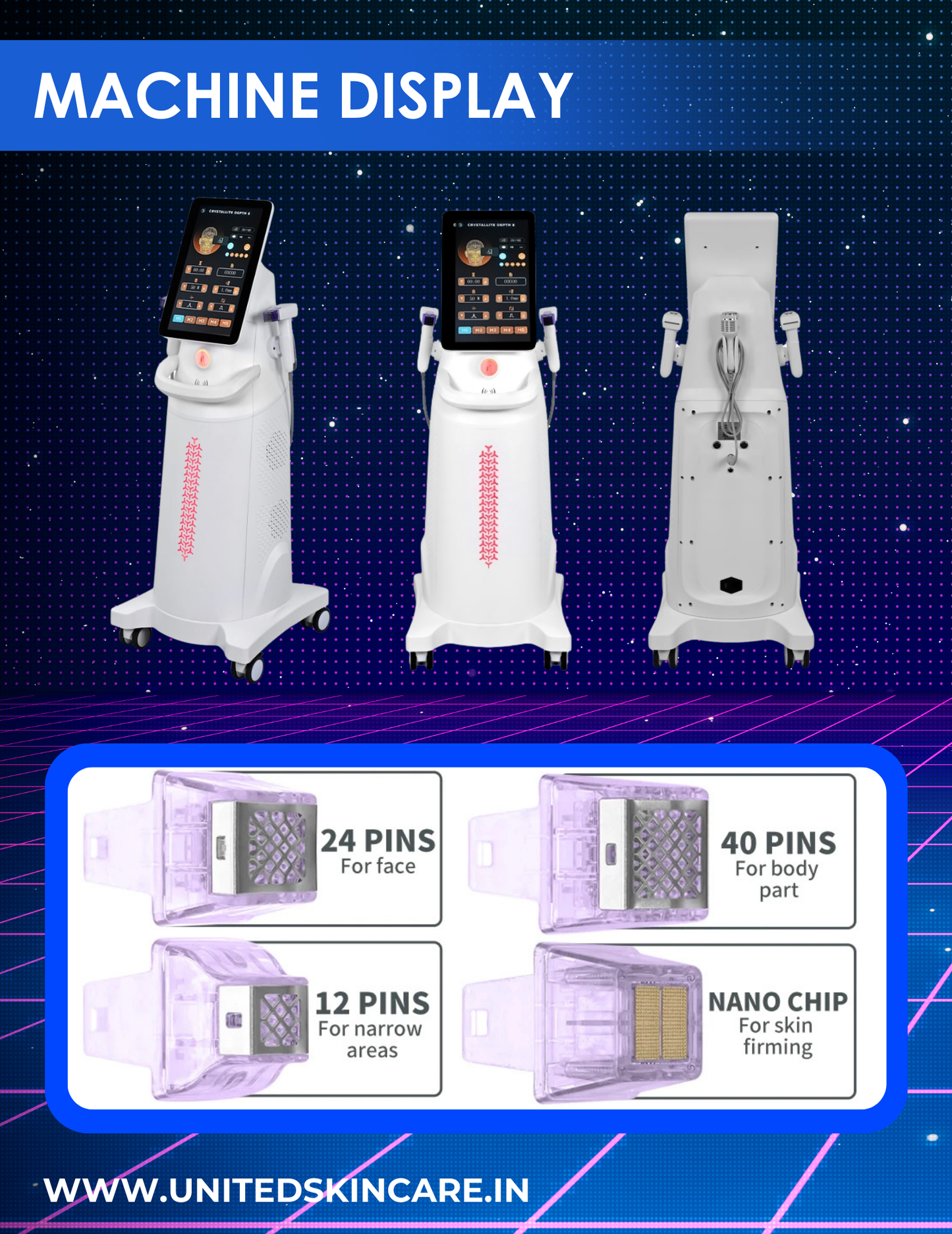Quantus Astra MNRF | Micro Needling with Radio Frequency | 3 Handles | Invasive, Non-Invasive & Cooling Handle