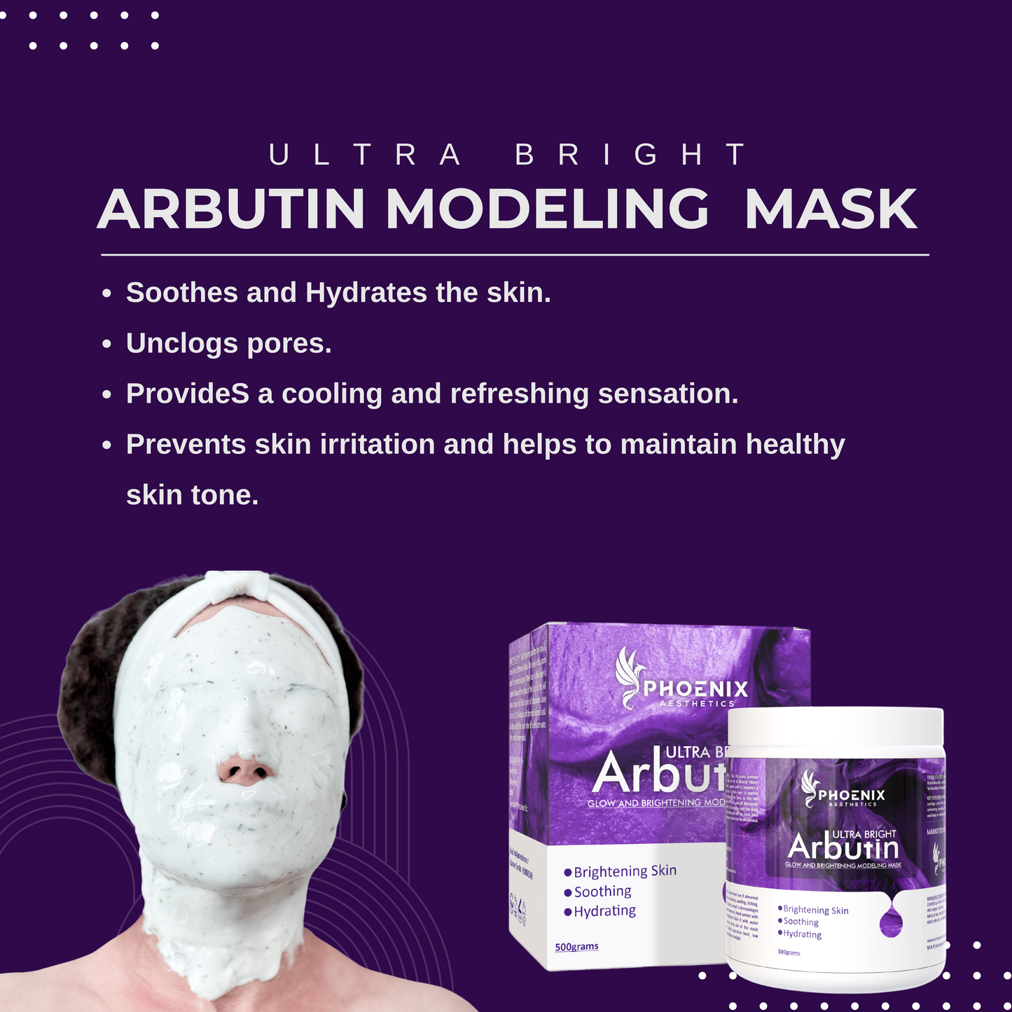 Medicated Ultra Bright Arbutin Modeling Mask | Glow and Brightening Mask | Hydrating and Soothing