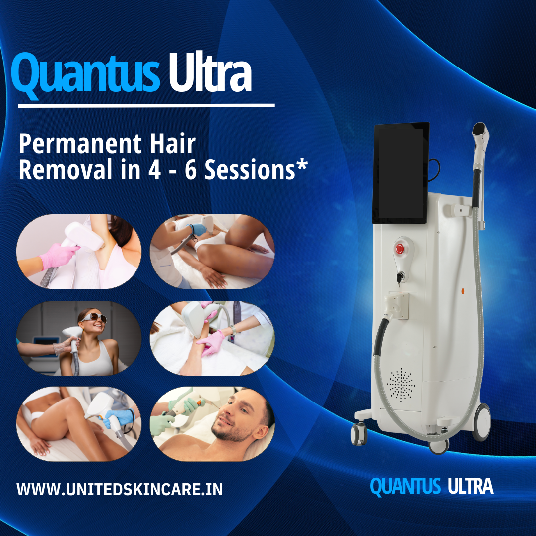 QUANTUS ULTRA  - 3 Wavelength Diode Laser Hair Removal Machine | FDA Approved Super High Power Diode Laser Machine | 1200W Four Wavelength (755nm + 808nm +1064nm) Diode Laser Hair Removal Machine
