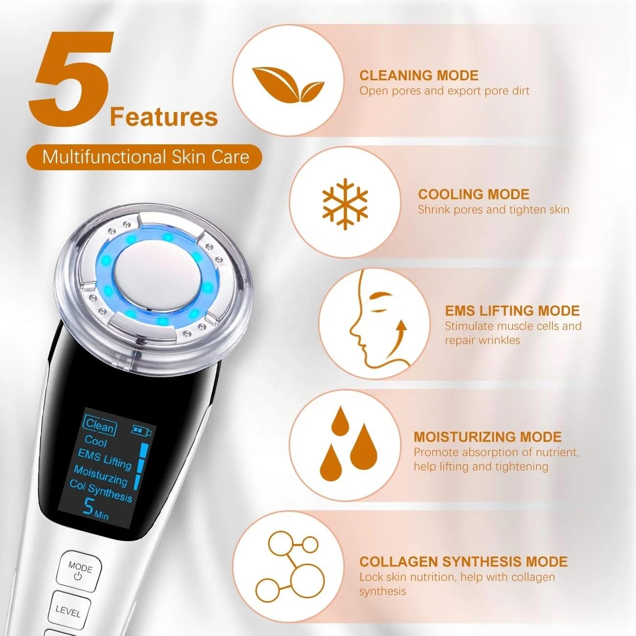 5 in One Hot & Cold Device | EMS, Anti-Aging, Rejuvenation, Micro-Vibration & Deep Cleansing |