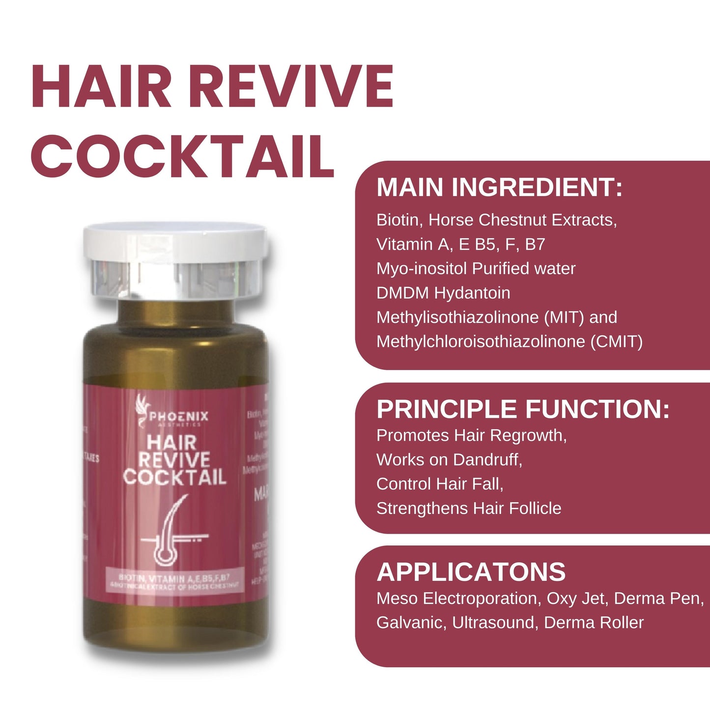 Hair Cocktail | HAIR Meso REVIVE BOOSTER AMPULE | MCCM HAIR COCKTAILS | HAIR REGROWTH SOLUTIONS (10ML * 5 VIALS)