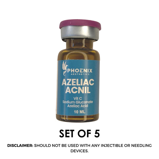Azeliac Acnil Oxy Meso Shots (Set of 5) | Meso Electroporation Solutions | Vitamin C, Sodium Gluconate, Azeliac Acid Solution | Disclaimer: Should not be used with any injectible or needling devices.
