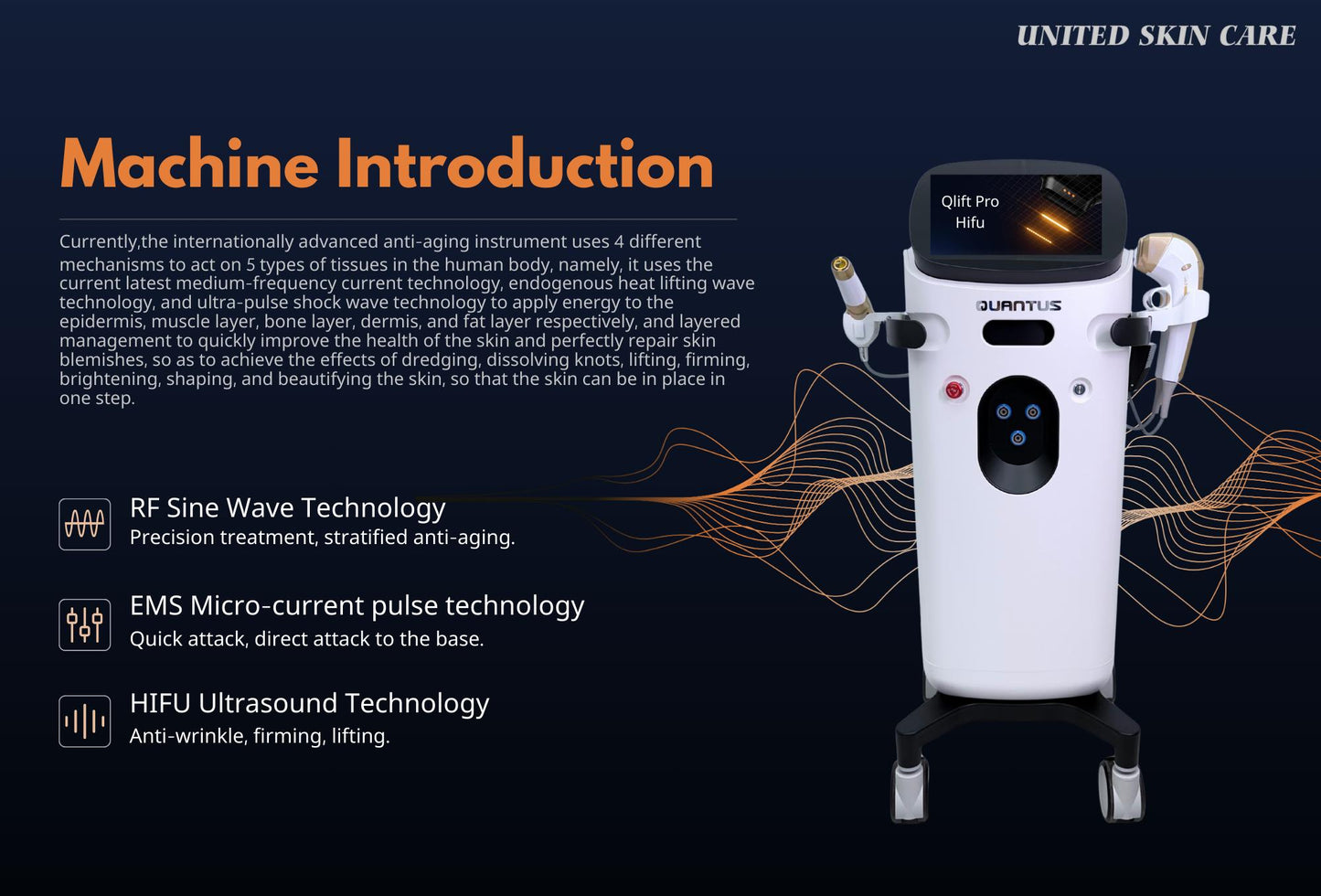 Quantus Q-Lift Pro Tri-HIFU | High Intensity Focused Ultrasound, Radio Frequency, EMS | 10 Cartridges