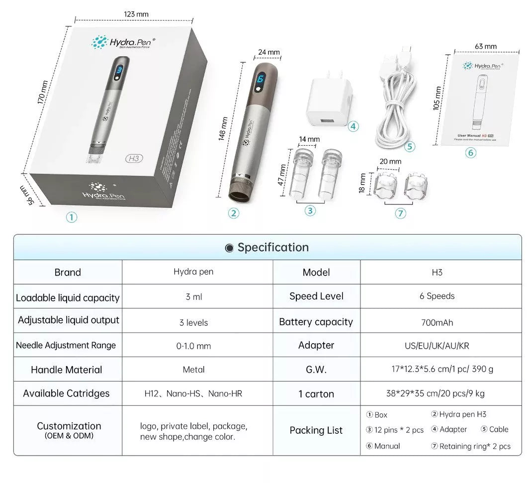 Hydra Pen H3 - Microneedling Device for Skin Texture and Acne Scars