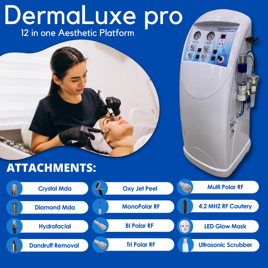 Dermaluxe 12 In 1 | Hydrafacial | Crystal Dermabrasion | Diamond Dermabrasion | Made In India 3 years replacement guarantee | Alice Bubble Machine