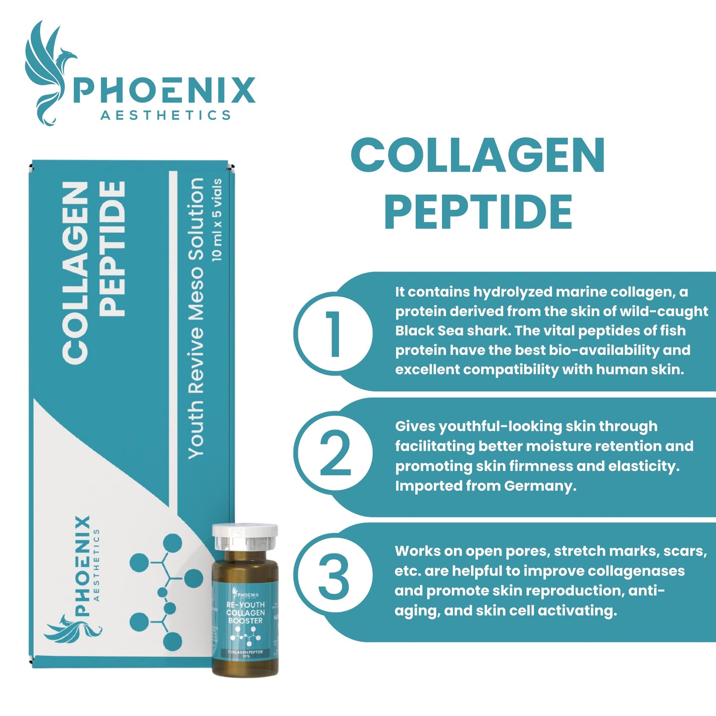Collagen Peptide Meso Booster | COLLAGEN PEPTIDE 10% | Marine Collagen Vials | 10 Ml * 5 Vials