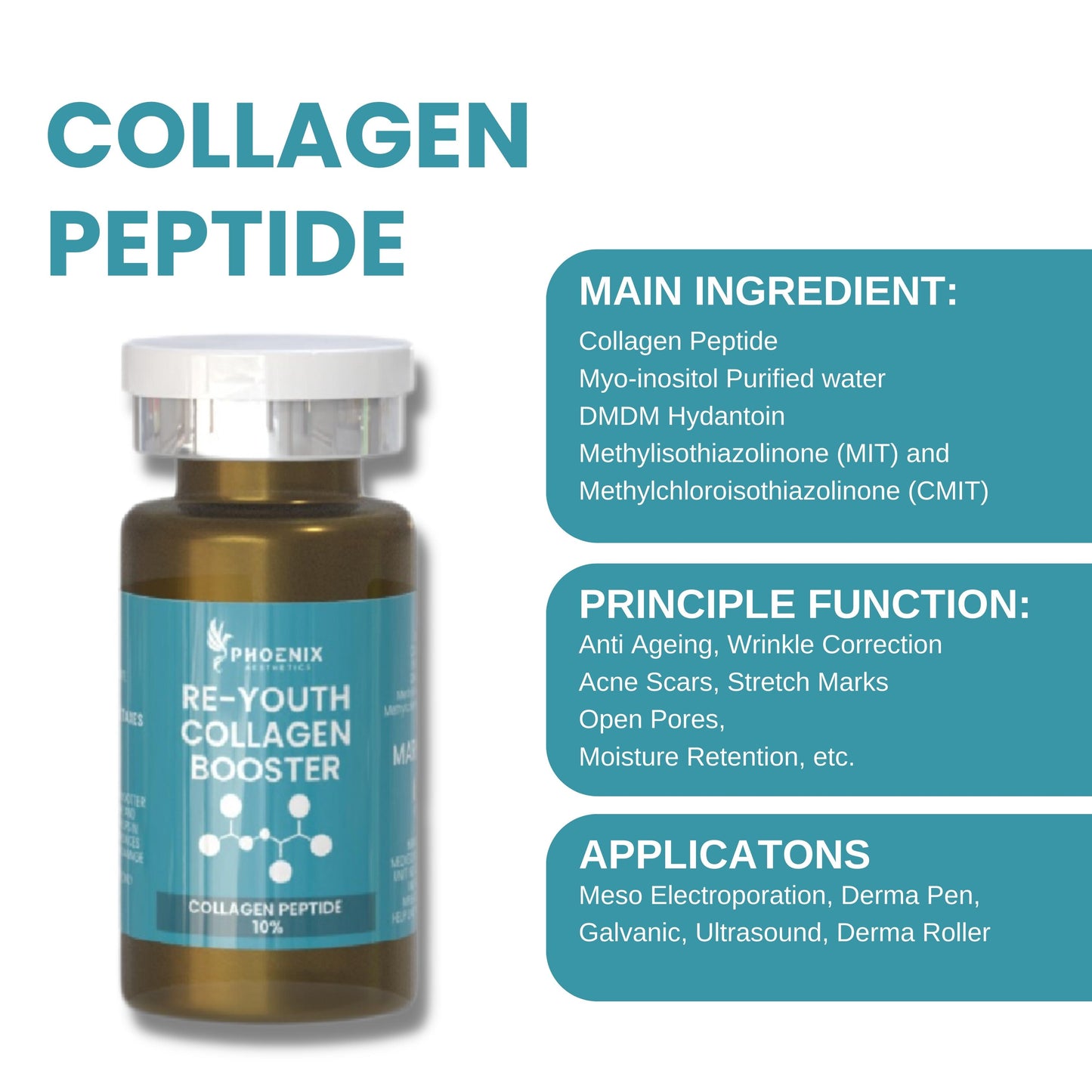 Collagen Peptide Meso Booster | COLLAGEN PEPTIDE 10% | Marine Collagen Vials | 10 Ml * 5 Vials