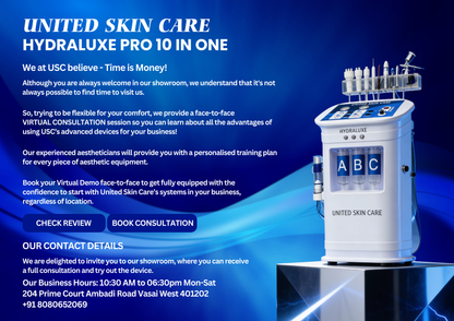 Hydraluxe 10 in One Hydra Facial | 2 Years Warranty | Hydra Facial, Radio Frequency, Micro Dermabrasion, Oxy Jet Spray, Cautery