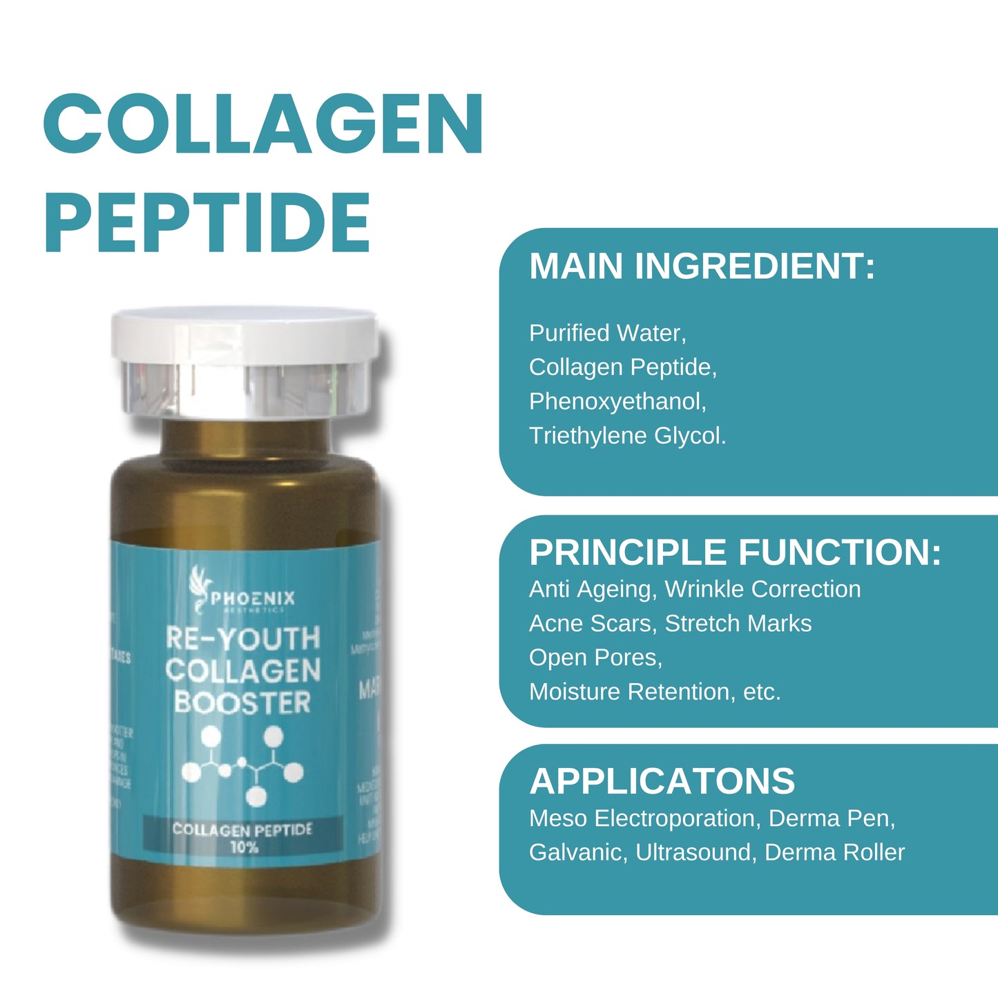 Collagen Peptide Meso Booster | COLLAGEN PEPTIDE 10% | Marine Collagen Vials | 10 Ml * 5 Vials