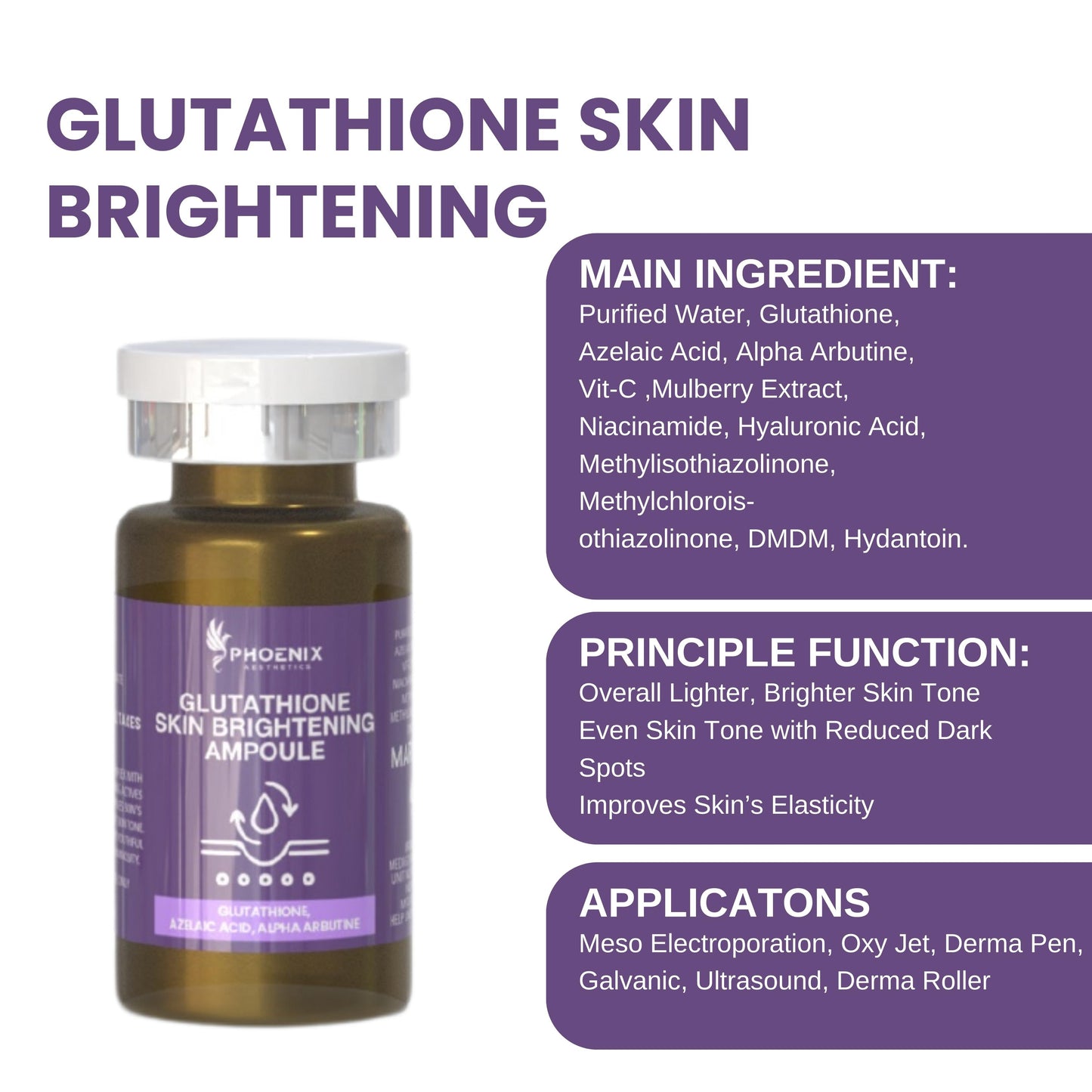 Glutathione Skin Brightening Meso Solution Glutathione meso Cocktail 10 ML* 5 Vials