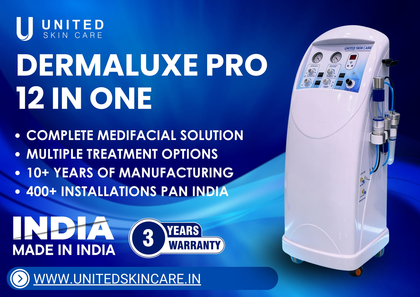 Dermaluxe Pro Hydra Facial 12 In One | Hydra facial | Crystal Dermabrasion | Diamond Dermabrasion | Made In India 3 years replacement guarantee | Alice Bubble Machine