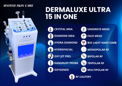 Dermaluxe Ultra Hydra Facial 15 in One | 3 Year Warranty | Made in India | Hydro Facial Dermabrasion Radio Frequency Meso Electroporation Oxygeneo