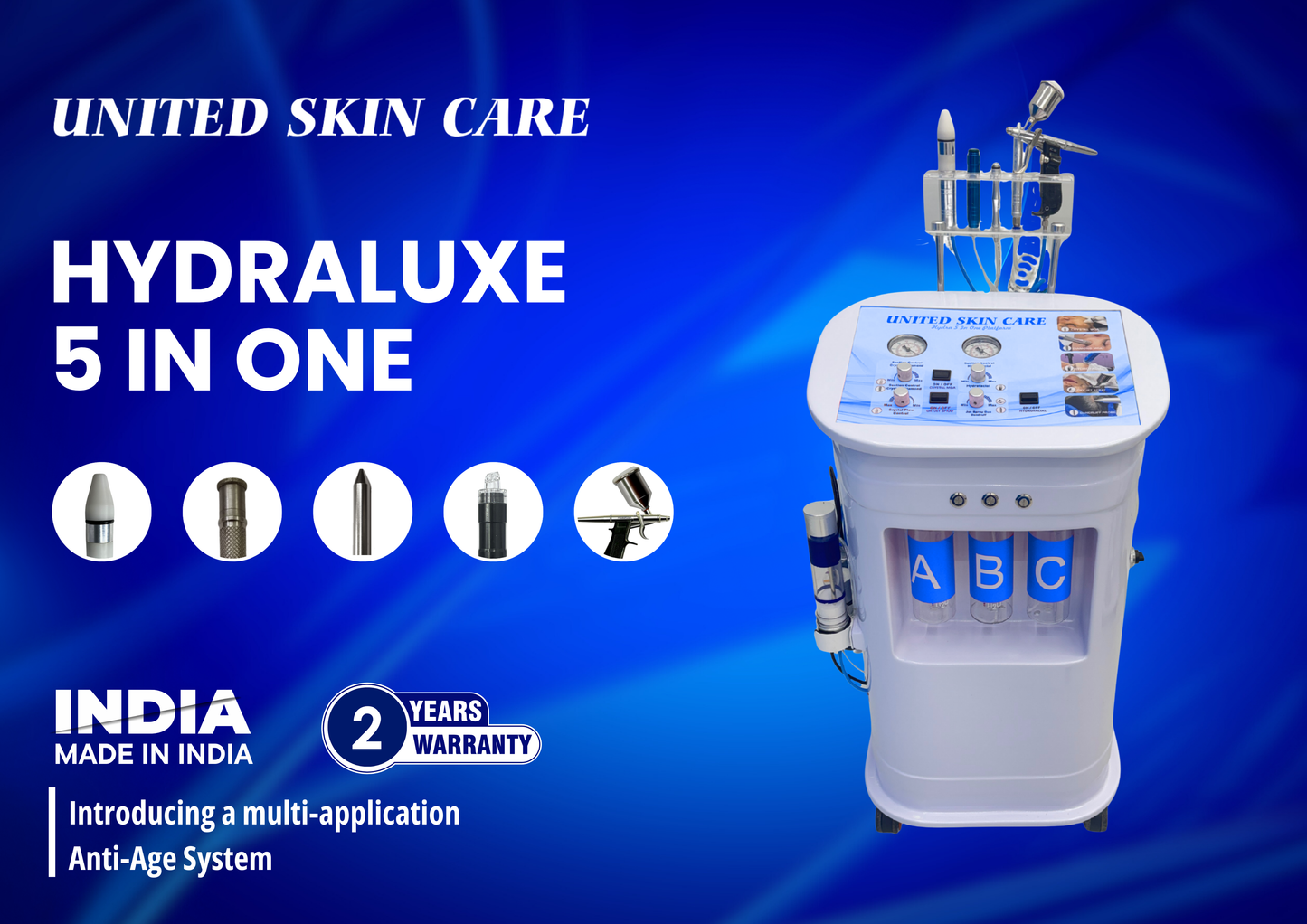 HydraLuxe 5 in one |Crystal & Diamond MDA | Oxy Jet Spray | Hydro Facial MDA | Dandruff Exfoliator | 2 Years Replacement Warranty