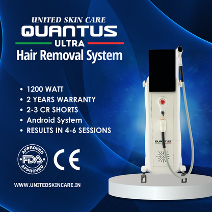 QUANTUS ULTRA  - 4 Wavelength Diode Laser Hair Removal Machine | FDA Approved Super High Power Diode Laser Machine | 1200W Four Wavelength (755nm + 808nm +940nm + 1064nm) Diode Laser Hair Removal Machine