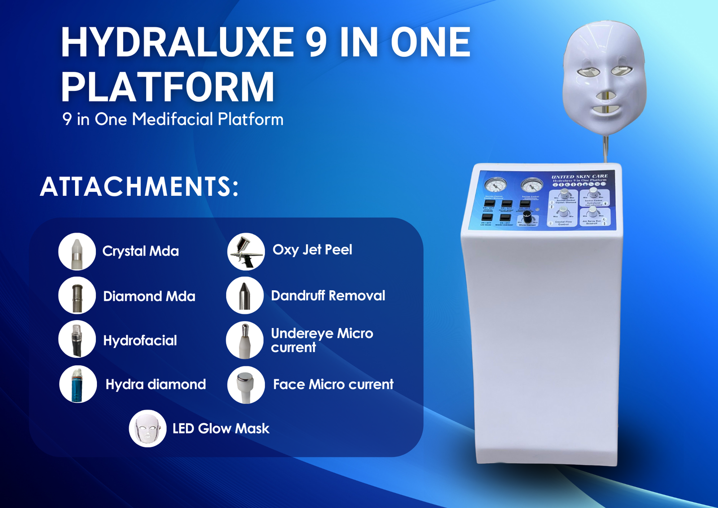 Hydraluxe Hydro Facial 9 in One | Made in India | 2 Years Warranty | 9 in One Medifacial Platform