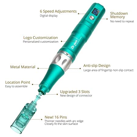 Dr. Pen Ultima A6S Professional Microneedling Pen - Wireless Derma Auto Pen - Best Skin Care Tool Kit for Face and Body - 2 Cartridges (16pin)