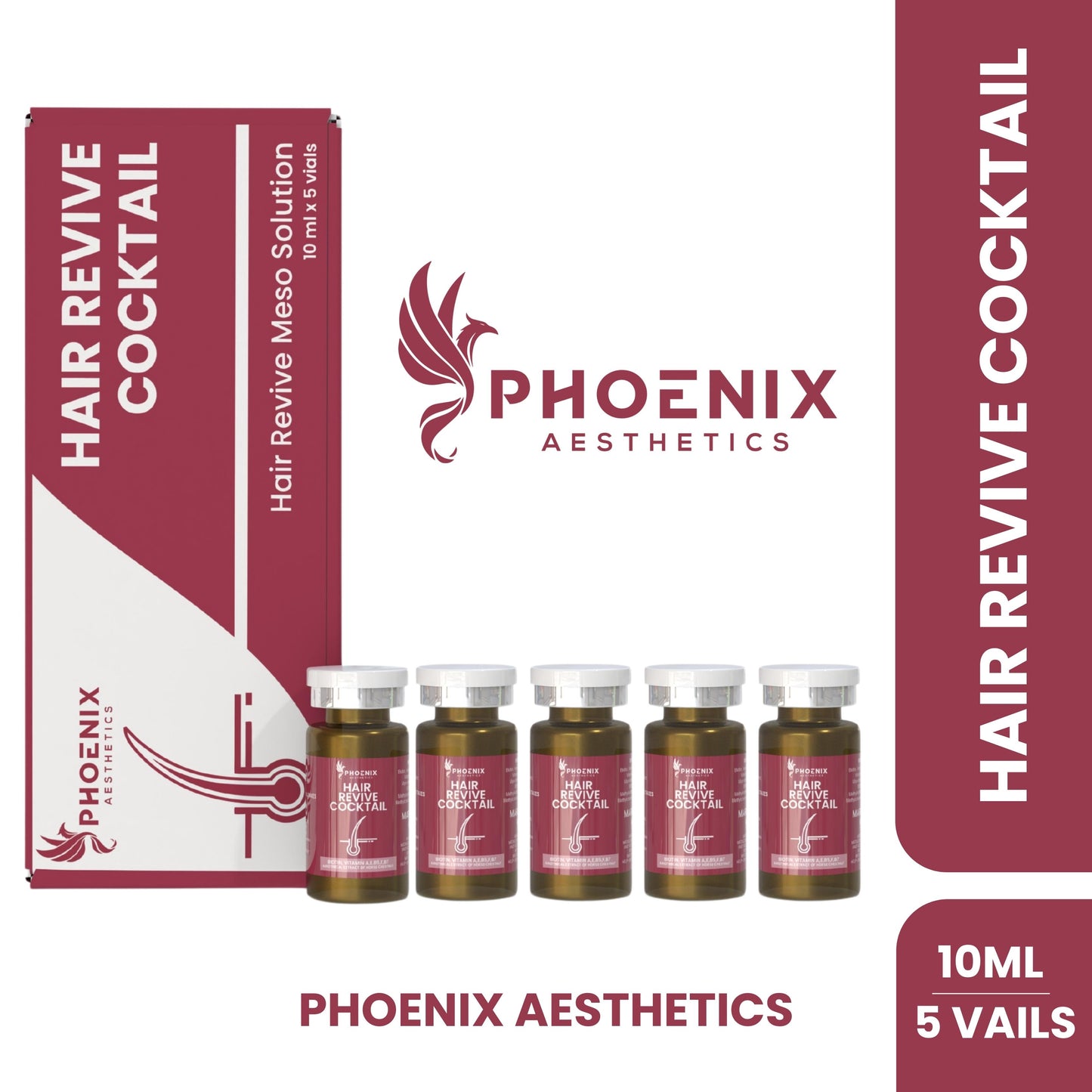 Hair Cocktail | HAIR Meso REVIVE BOOSTER AMPULE | MCCM HAIR COCKTAILS | HAIR REGROWTH SOLUTIONS (10ML * 5 VIALS)