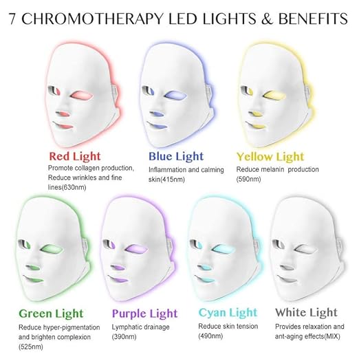 LED FACE MASK FOR LIGHT THERAPY 7 Color LED Mask Photon Light Skin Rejuvenation Therapy