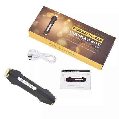 Dynamic Oxygen bubbles kit with device, cable, and manual on a white background
