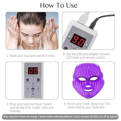 LED FACE MASK FOR LIGHT THERAPY 7 Color LED Mask Photon Light Skin Rejuvenation Therapy