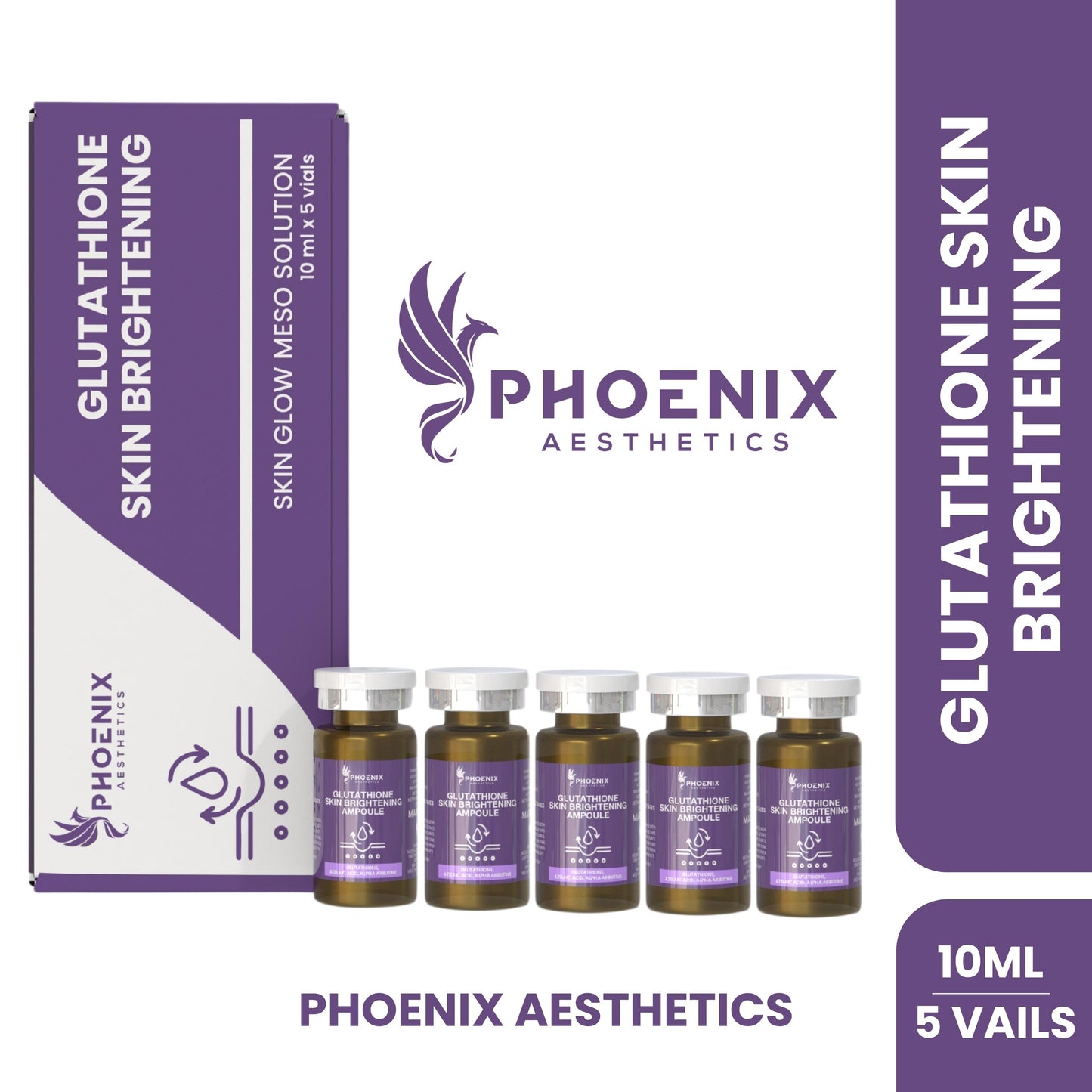 Glutathione Skin Brightening Meso Solution Glutathione meso Cocktail 10 ML* 5 Vials