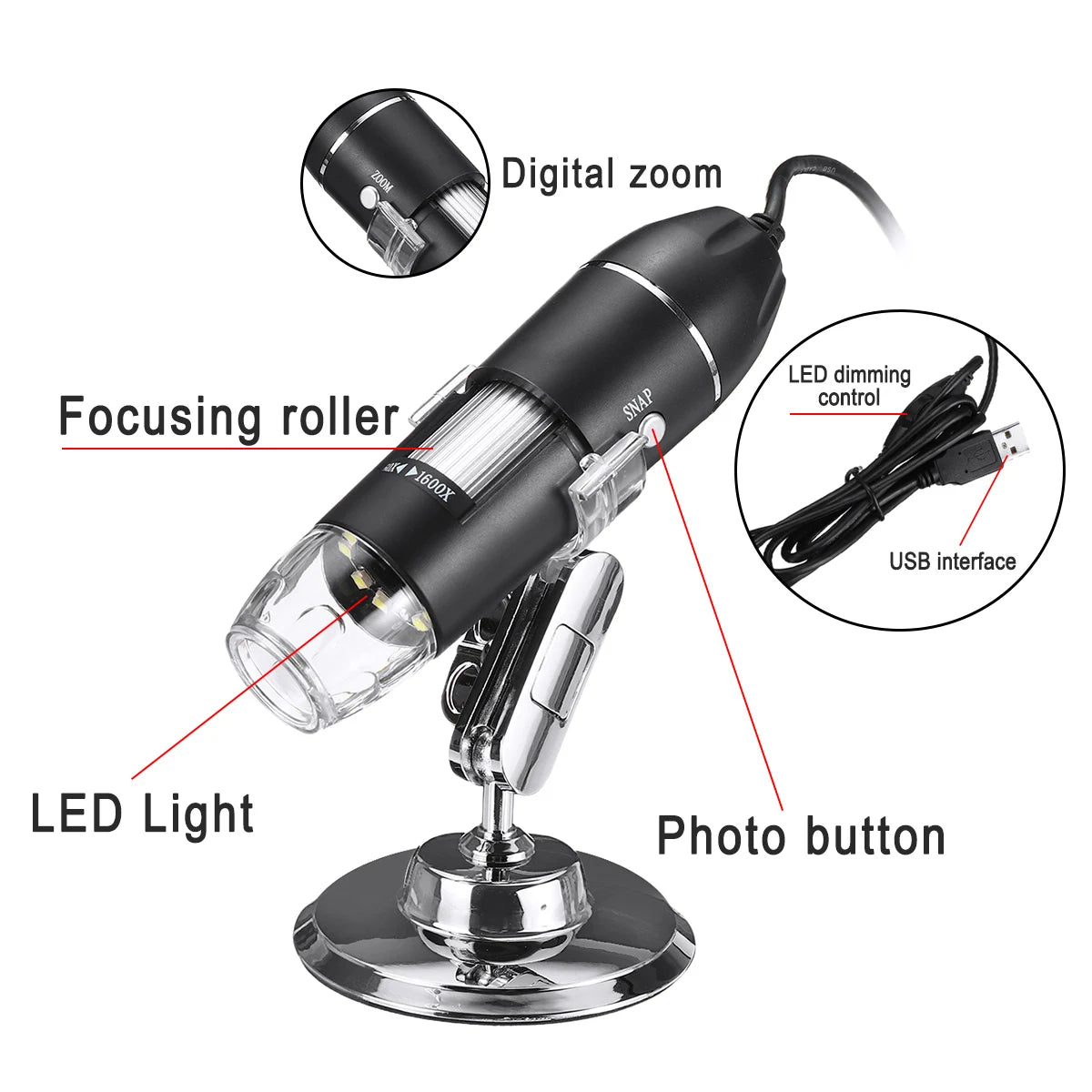 USC Dermascope 1000x 2MP 8 LED USB Portable Digital Microscope