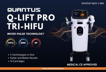Quantus Q-Lift Pro Tri-HIFU | High Intensity Focused Ultrasound, Radio Frequency, EMS | 10 Cartridges