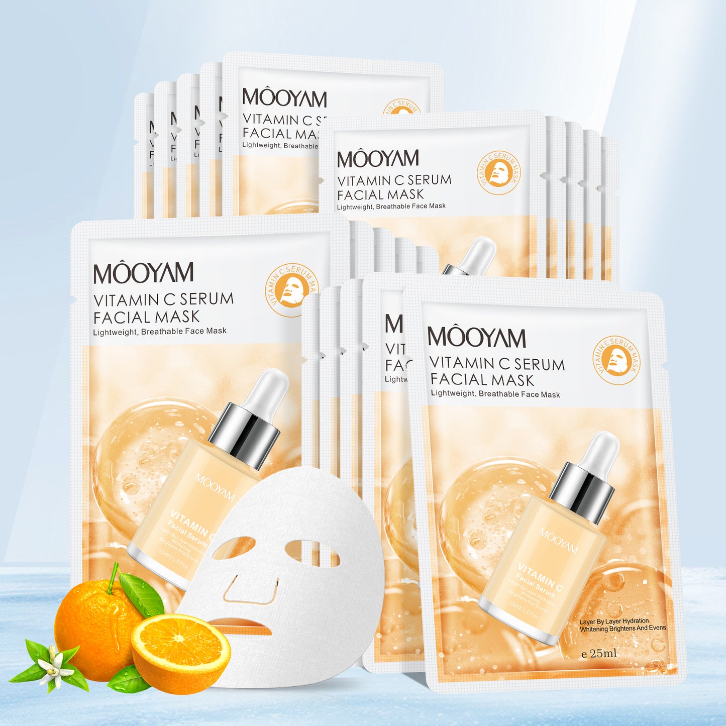 Mooyan Vitamin C Hydra facial Sheet Mask | Pack of 5 Sheet Masks | Brightening Vitamin C Sheet Mask