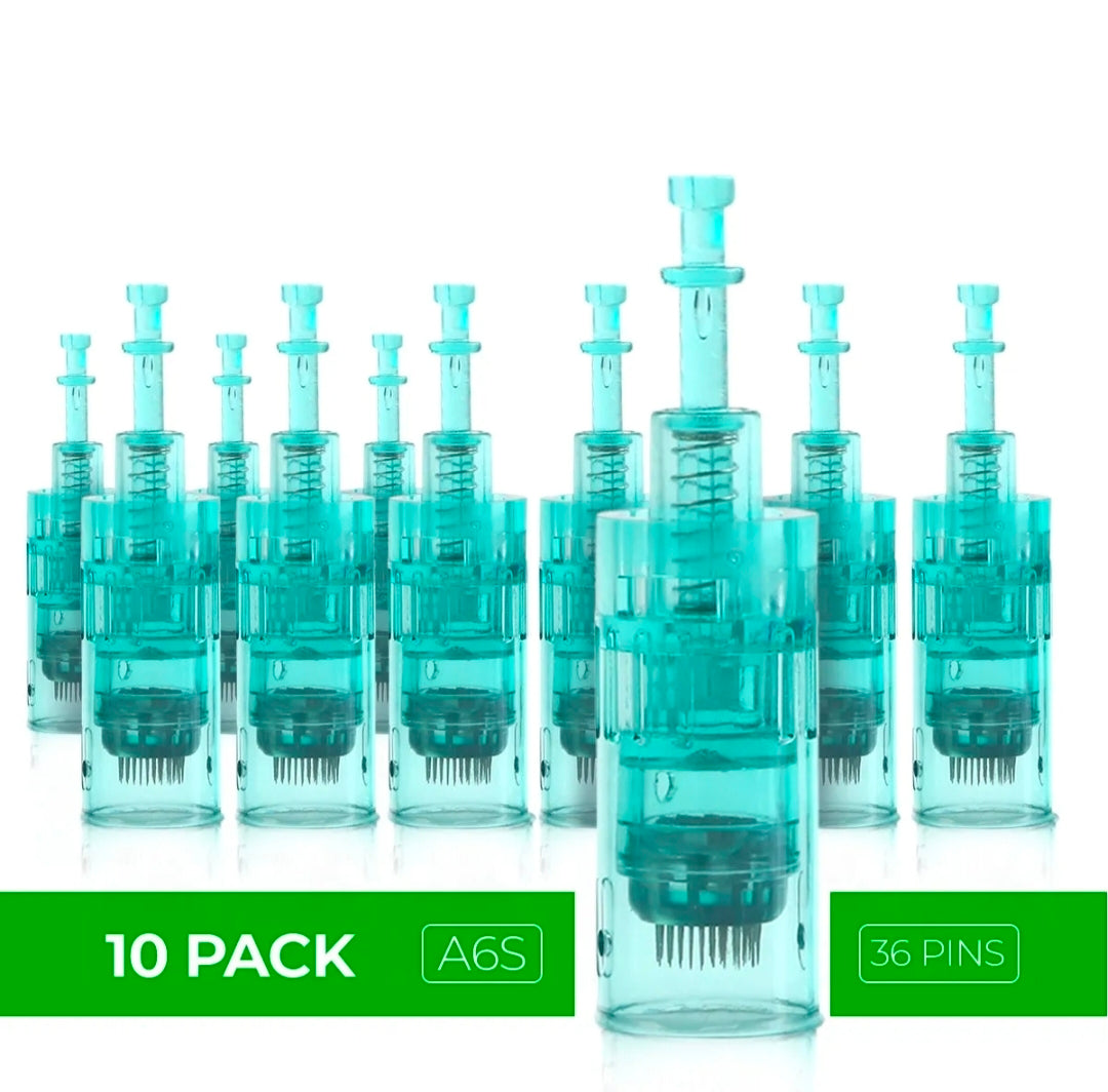 A6s 36-Pin Microneedling Cartridge for A6s Pen Pack Of 10  – Professional Needle Tip for Skin Rejuvenation, Acne Scars & Fine Lines