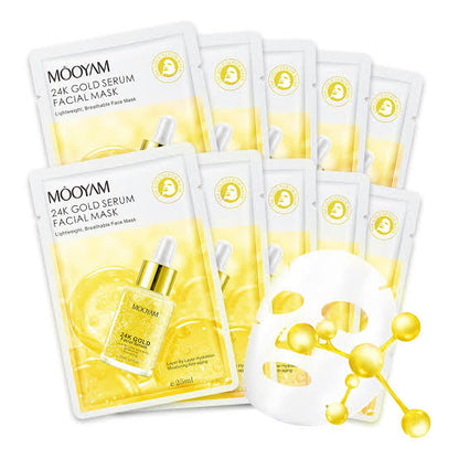 Mooyam 24K Gold Serum Hydra Facial Sheet Mask | Pack of 5