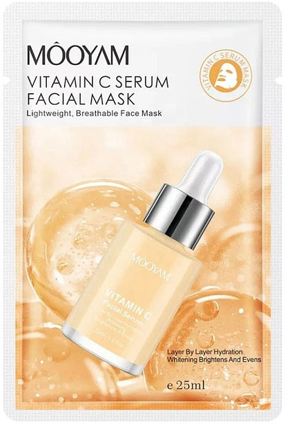 Mooyan Vitamin C Hydra facial Sheet Mask | Pack of 5 Sheet Masks | Brightening Vitamin C Sheet Mask