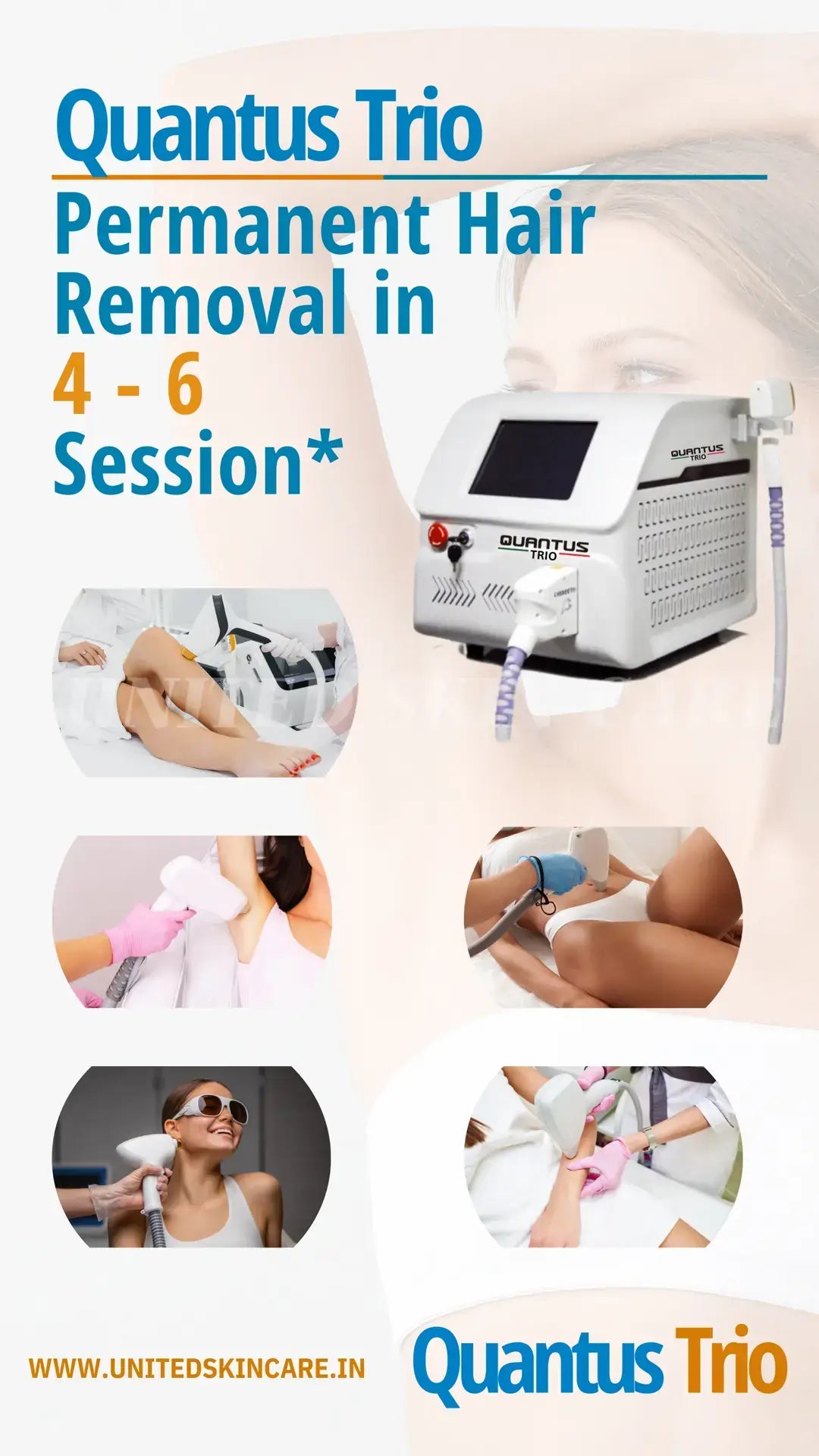 Quantus Trio Fda approved 1000w Triple wave Portable Diode Laser With Hyper Cooling Technology . FDA/CE Approved Medical Laser 3 wavelength 755nm 808nm 1064nm Diode Laser Hair Removal Machines